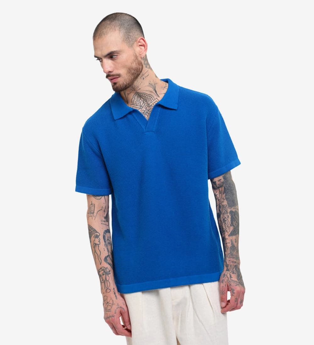 Classic Black Knit Polo T-Shirt