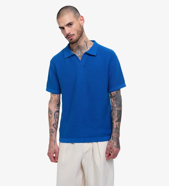Classic Black Knit Polo T-Shirt